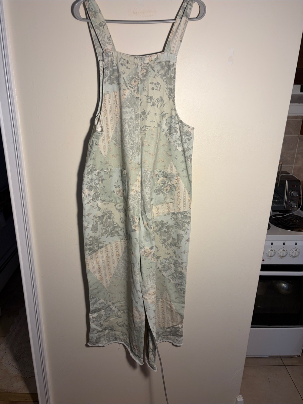 easel Sage Patchwork Floral Cotton Jumpsuit